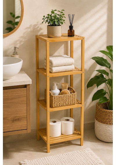 Robin Home 4 Raflı Bambu Çok Amaçlı Banyo & Mutfak Düzenleyici Bej