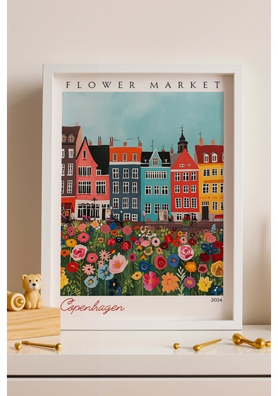Kopenhag Danimarka Çerçeveli Tablo Seyahat Severlere Salon Ve Ofis İçin Estetik Duvar Dekoru Travel Flower Market