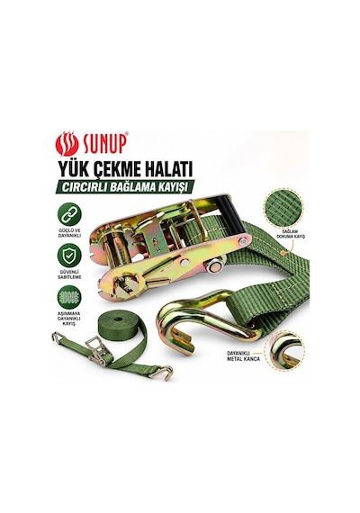 Sn-37785 8 Metre Yük Çekme Halatı Cırcırlı Bağlama Kayışı Spanzet 2000kg