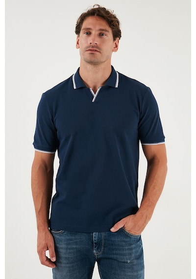 Buratti Pamuklu Regular Fit Şerit Detaylı Erkek Polo Yaka T Shirt 5902964 Indigo