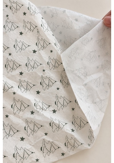 Yılbaşı Çam Ağacı Desenli Pelur Kağıt, 1kg 115 Adet - 50x70 Cm, H