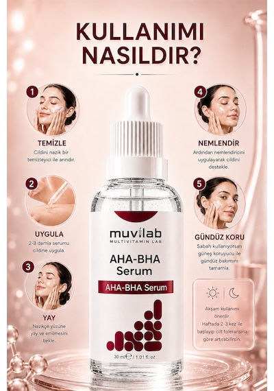 Aha Bha Cilt Tonu Eşitleyici Yenileyici Canlandırıcı Peeling Serum Gözenek Sıkılaştırıcı Leke Karşıtı