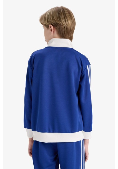Defacto Erkek Çocuk Baskılı Fermuarlı Sweatshirt F1966a825aube325 Mavi