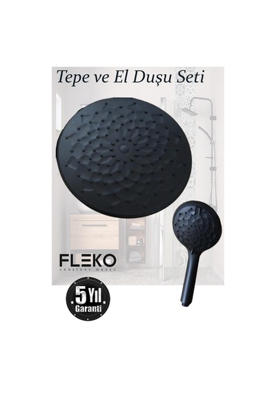 Fleko El Duşu Tepe Duşu Duş Başlığı Banyo Robot Duş Başlık Seti B Siyah