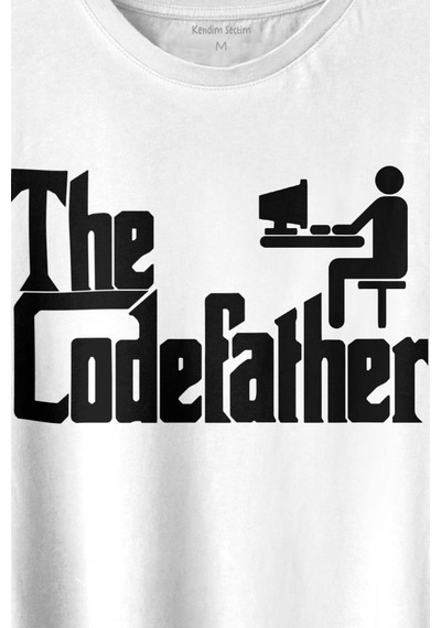 The Codefather Godfather Bilgisayar Code Korsan Hacker Yazılımcı Baskılı Tişört Unisex T-shirt 001