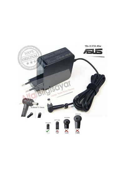 Alfabilgisayar Asus Uyumlu 19V 2.37A 45W 3.0X1.1Mm Adaptör Şarj Cihazı A