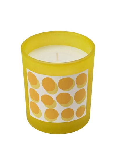Ikea Svartoxbar Cam Kaplı Kokulu Mum 10 X 10 Cm Mimoza Sarı - Açık Sarı