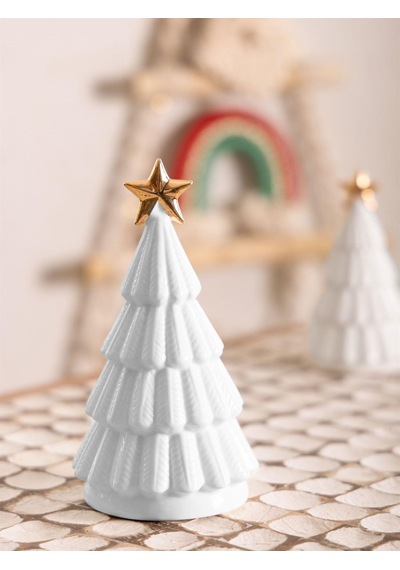 The Mia Dekoratif Led Işıklı Yılbaşı Ağacı Beyaz 8x8x14 Cm Sus0121