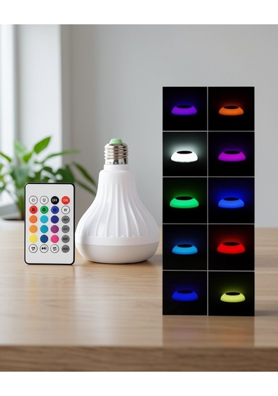 Kumandalı Rgb Led Ampul Bluetooth Hoparlör E27 12w Renkli