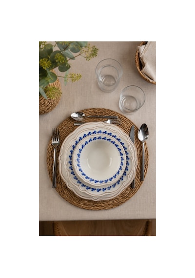 Bernardo Blue Flower 24 Parça Yemek Takımı Beyaz - Mavi