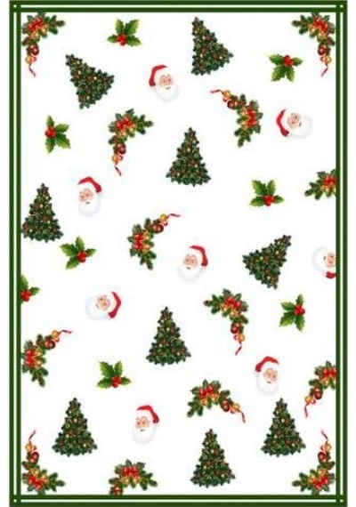 Hzr Yılbaşı Desenli Masa Örtüsü Noel Masa Örtüsü 120x160cm Çok Renkli