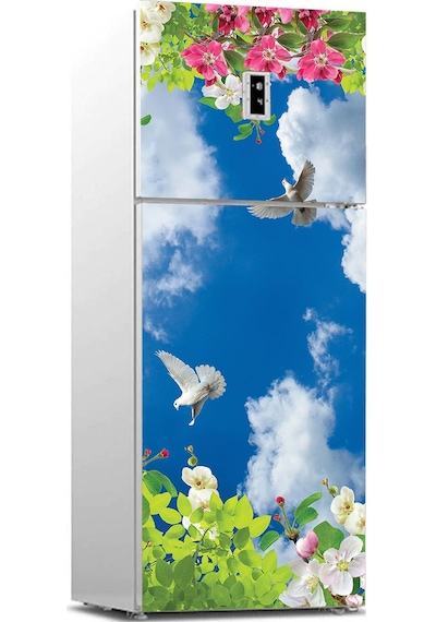 Buzdolabı Sticker Kaplama Dolap Kaplama Etiketi Çiçek Gökyüzü