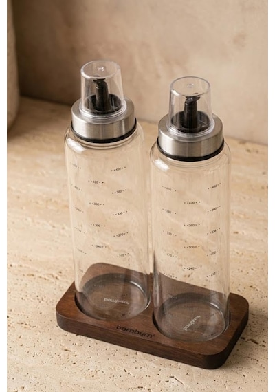 Bambum Nero 3 Parça Standlı Borosilikat Yağdanlık Yağlık - Sirkelik Seti 500 Ml Diğer