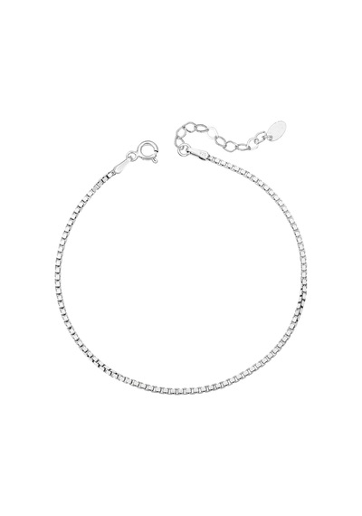 925 Ayar Gümüş Unisex Küp Zincir Bileklik 2 Mm Kalınlık 19 3 Cm Uzatmalı Gri