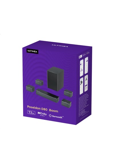 Ultımea Poseidon D80 Boom 7.1 Dolby Atmos Soundbar Kablosuz Subwoofer Hdmı Earc Bt 5.3 Utm U2623