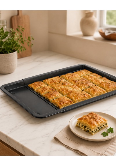 Fisko Ayarlanabilir Fırın Tepsisi 33-52x36 Cm Siyah