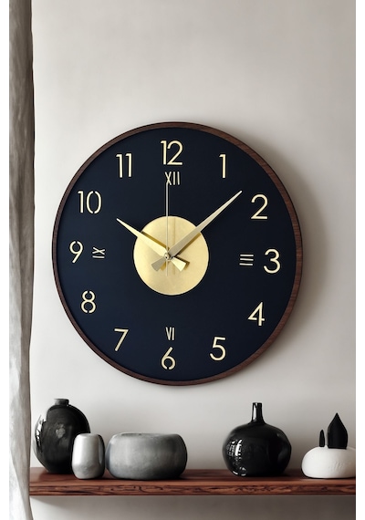 Ahşap Dekoratif Alcyone Gold - Kahverengi Duvar Saati 48cm Siyah - Gold Ahşap Dekoratif Alcyone Gold - Kahverengi Duvar Saati 48cm Siyah - Gold