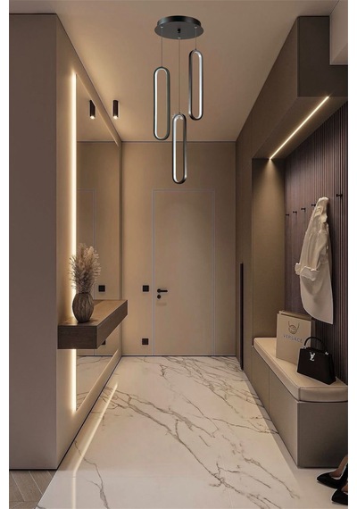 Modern Siyah 3 Lü Sarkıt Nordic 3 Renk Led Avize Siyah