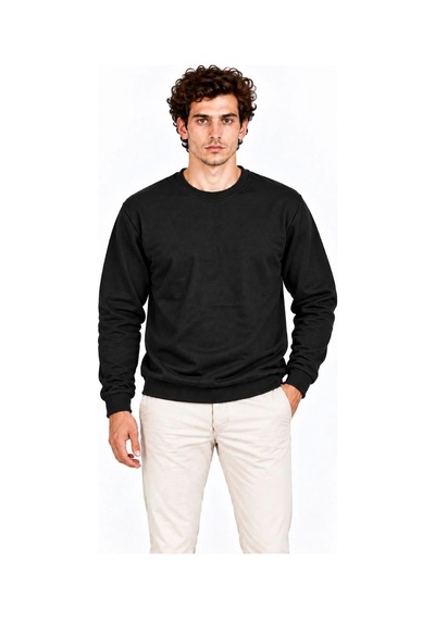 Erkek 3'lü Bisiklet Yaka İçi Şardonlu 2 İplik Düz Uzun Kollu Regular Fit Sweatshirt -mavi - Gri - Siyah Çok Renkli