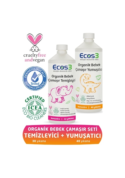 Ecos3 Organik Bebek Çamaşır Seti 2'li
