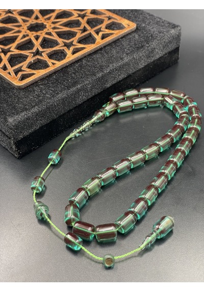 Usta Mehmet Toprak İmzalı Kuru Torna Ateş Kehribar Tespih 11x8 Mm Gümüş