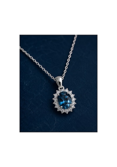 14 Ayar Altın London Blue Taşlı Pırlanta Kolye 1,98 Gr