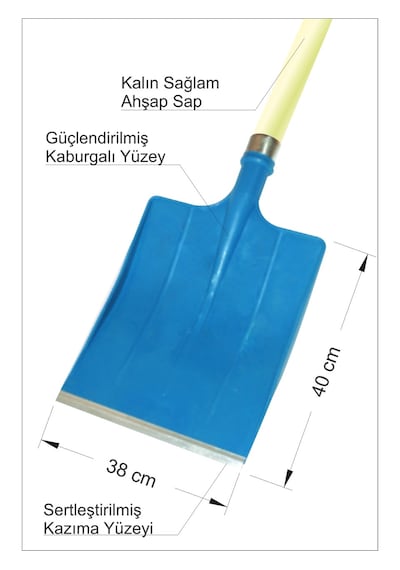 Hafif Sağlam Plastik Güçlendirilmiş Çeneli Saplı 38x40 Cm. Plastik Kar Küreme Küreği Kürek Ağırlığa Dayanıklı Güçlendirilmiş Tasarım