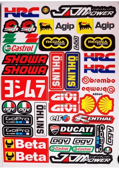 Araba, Motosiklet, Bisiklet, Kask Sponsor Sticker Seti, Çıkartma Etiketi A8044 Model Siyah