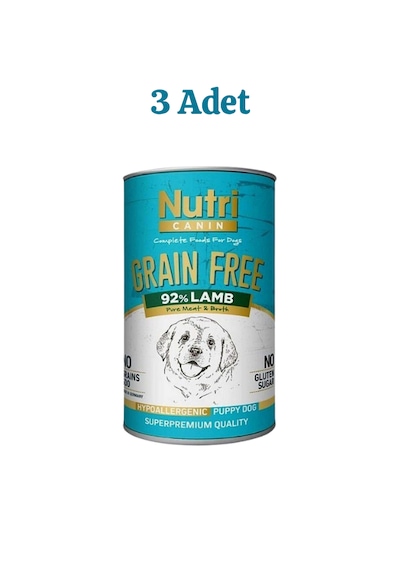 Nutri Canin Grain Free Tahılsız Kuzulu Yavru Köpek Konservesi 400 Gr X 3'lü Paket