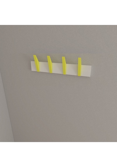 Hepsi3boyutlu Modern Duvar & Kapı Kanca Askılık - 4 Adet Sarı Kanca Askılık - Model No : 4 Sarı