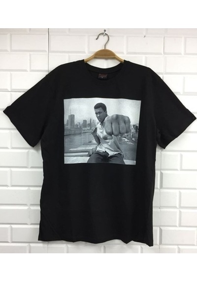 Unisex Siyah Muhammed Ali Baskılı Tshirt SIYAH