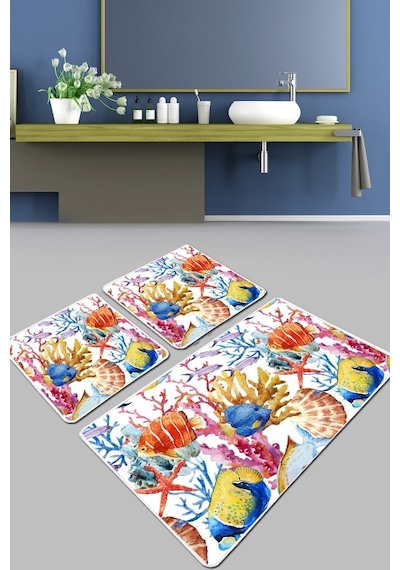 Under Banyo Halısı Djt 3 Lü Set Çok Renkli