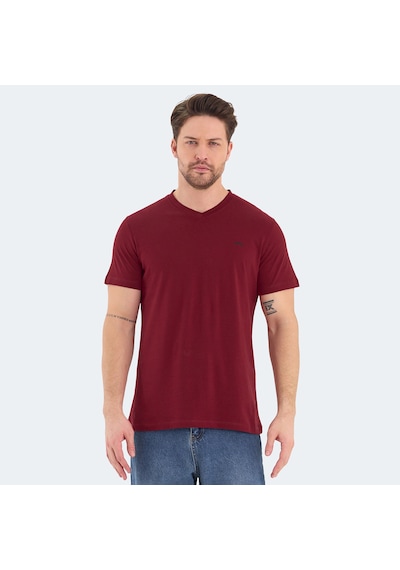 Slazenger RIVALDO Erkek V Yaka Bordo Tişört