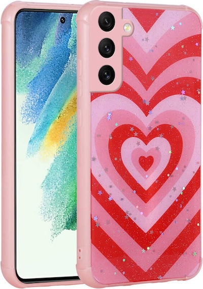 Zore Galaxy S21 Fe Uyumlu Simli Desenli Kamera Korumalı Parlak Msra Popy Kılıf-kalp Kalp