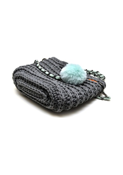 Handmade Makrome İp Tasarım Çanta Antrasit - Gri
