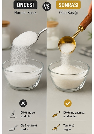 4lü Set Ml Ahşap Saplı Gold Kahve Ölçü Kaşığı Paslanmaz Çelik Kahve Çay Mama Ölçme Kaşığı Altın