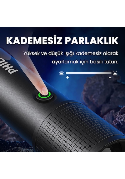 Philips Sfl2185 350 Lümen 3w Led El Feneri Teleskopik Zoom Sos Modlu Şarj Edilebilir Uzun Menzilli Flashlight Siyah