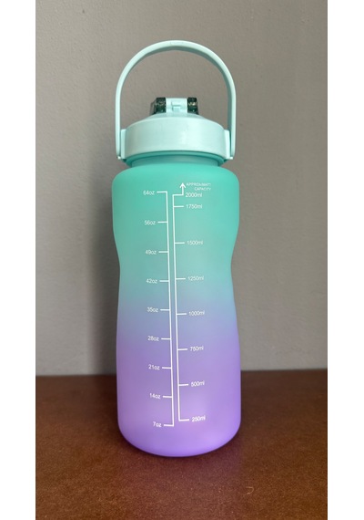 Motivasyonel Su Matarası Suluk 2 Litre Stıcker Ve Pipetli Su Matarası Mor