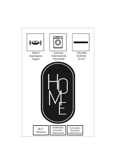 West Home Dijital Baskı Yıkanabilir Kaymaz Taban Leke Tutmaz Oval Mutfak Halısı Salon Halısı Ve Yolluk Wh 575 Black Oval
