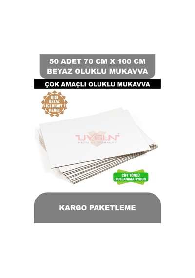 50 Adet 70cm X 100cm Baskısız Beyaz Oluklu Mukavva, Çocuk Etkinlik Kartonu, Maket Kartonu, Kargo Kartonu