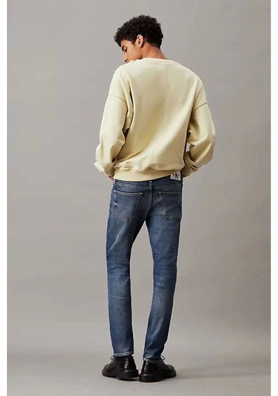 Calvin Klein Erkek Dar Kesim Düz Paça Lacivert Jeans Denim
