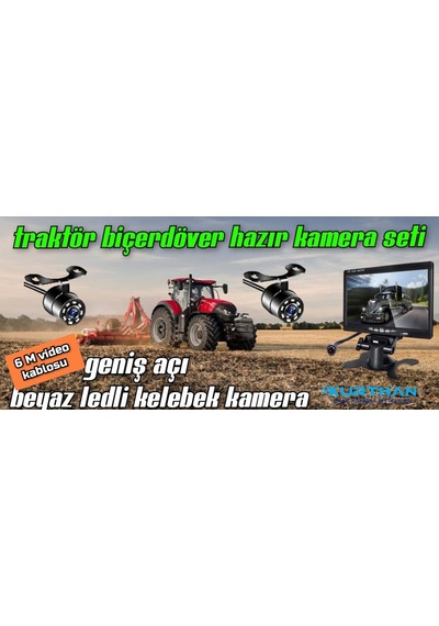 Tarımsal Araçlara 7 İnç Monitör Ve 2 Adet Beyaz Ledli Kamera Seti