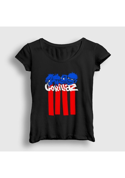 Presmono Kadın Blocks Gorillaz T-shirt Siyah