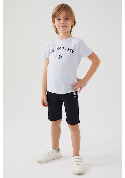 U.S. Polo Assn Stamp Grey Detail Mavi Erkek Çocuk Bermuda Takım Mavi