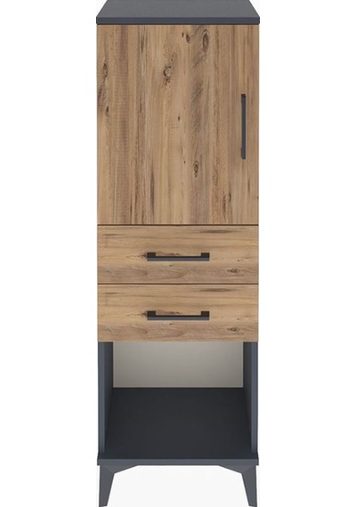 Arges Dolap 2 Raflı 2 Çekmeceli Tek Kapaklı 44x30x134 Antrasit-çam Antrasit