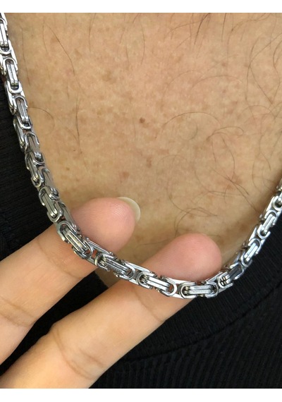 4.5mm Kral Erkek Çelik Beyaz Kolye Işıklı Kutuda Sevgiliye Eşe Babaya Kolye Beyaz