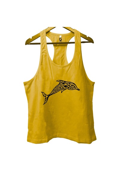 Top Glory Dolp. Sarı Gym Fitness Tank Top Sporcu Atleti