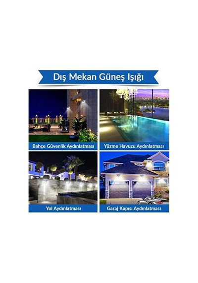 Tr 100 Led'li Güneş Enerjili Solar Duvar Apliği - 1200 Lümen Hareket Sensörlü 3 Modlu Bahçe Aydınlatması, Duvar Diğer