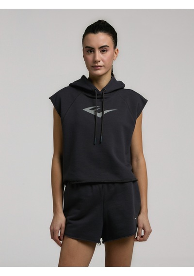 Everlast Ever Classics Wmn Füme Kadın Crop Kapüşonlu Kolsuz Sweatshirt Füme