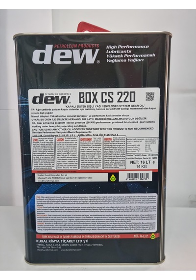 Dew Box Cs 220 Kapalı Sistem Asansör Dişli Yağı 16 L